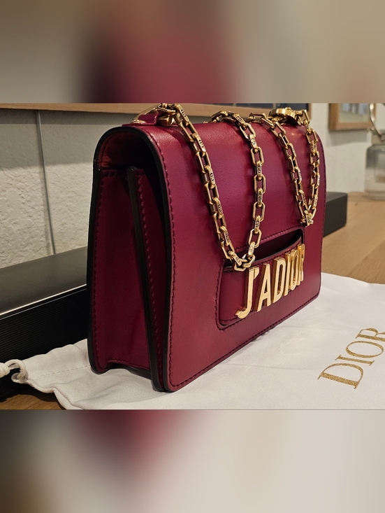 Dior J\'ADIOR Shoulder Bag in Deep Red with Gold Hardware